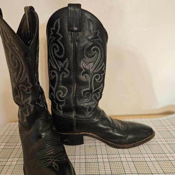 Justin Black London Calf Western Cowboy Boots Men\'s Size 9.5 D Model 1409 main image 9